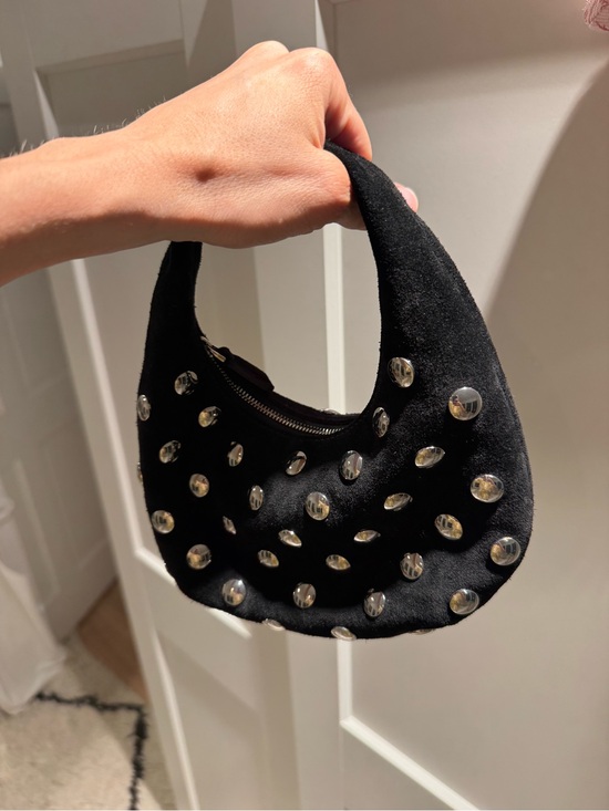 Madewell Handbags - Madewell Black Suede Mini Hobo with Silver Studs